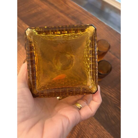 1965 Amber Whisky Decanter & 4 Shot Glasses MCM Indiana - Picture 8 of 9